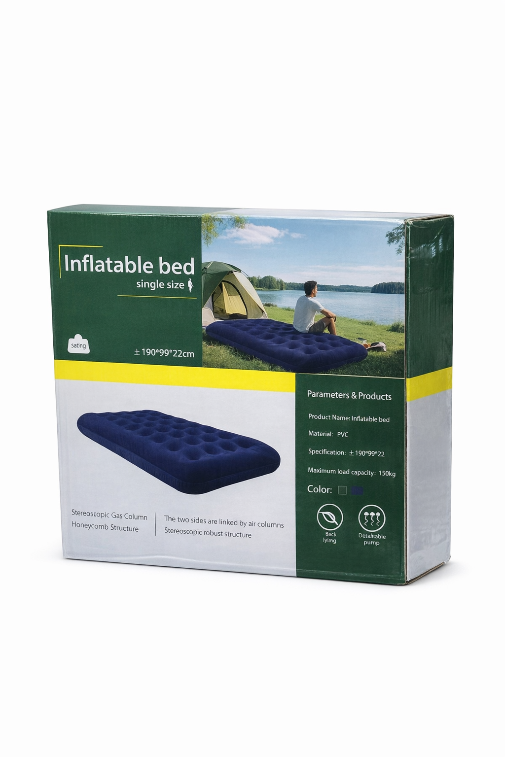 تشک بادی سفری و کمپینگ تک نفره سایز : 190X99X22CM ( 150کیلوگرم تحمل وزن )